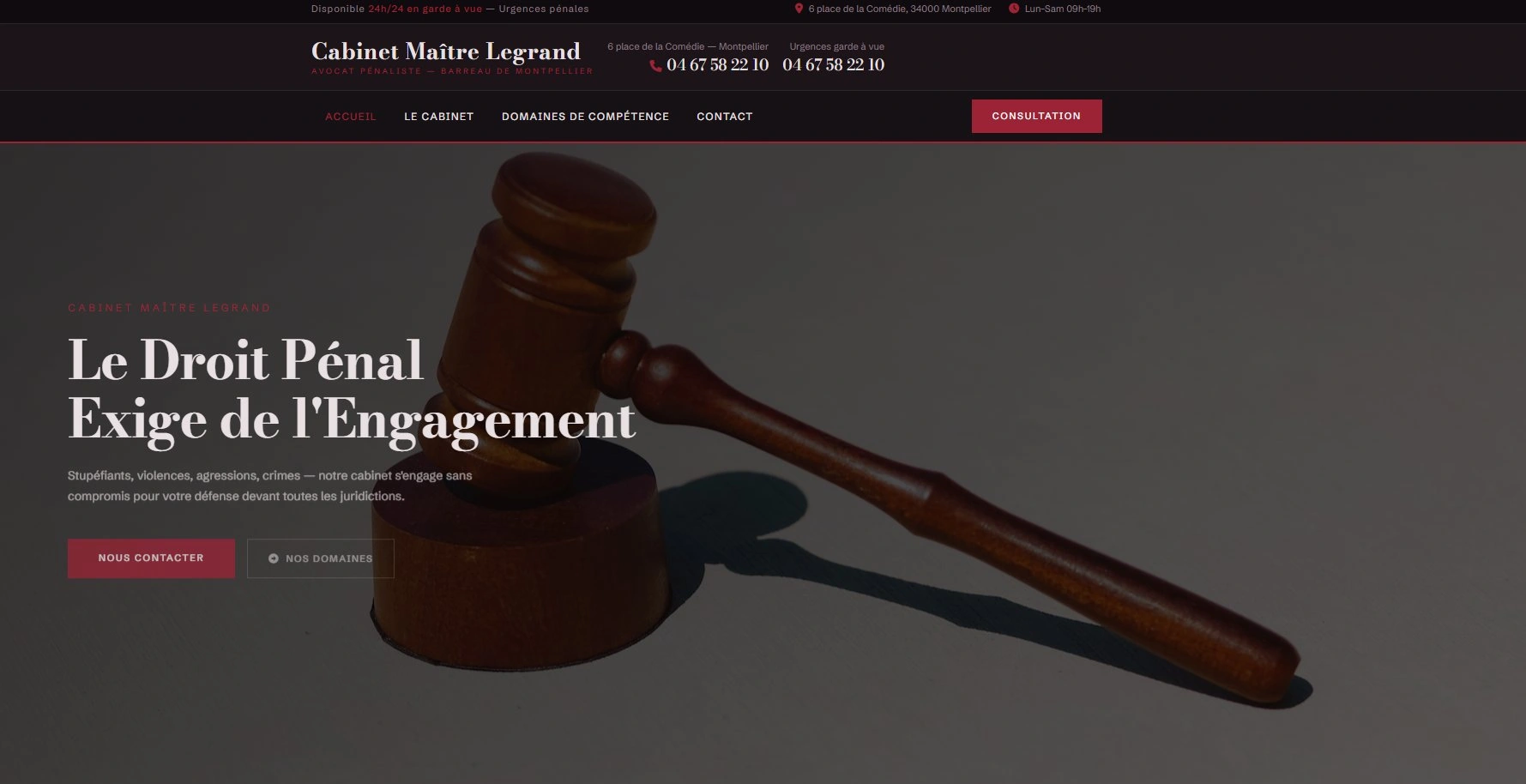 Site web advogado — página interior